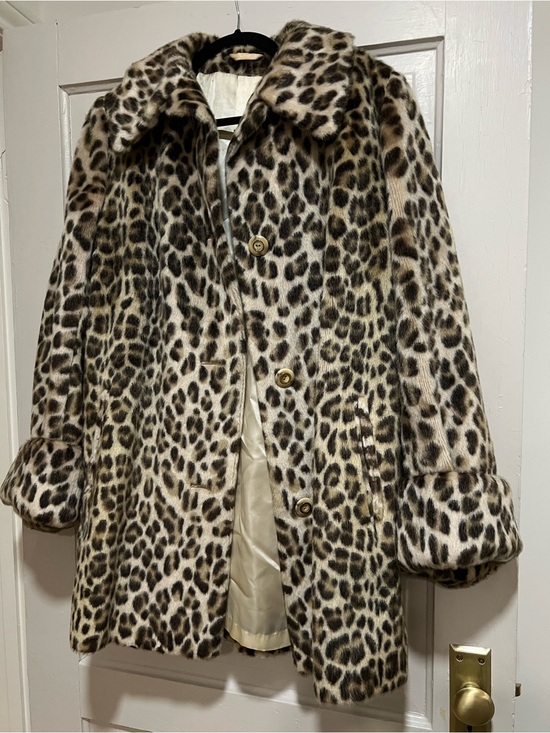 Eton Jackets & Blazers - Aireton VINTAGE Leopard Print Faux Fur Pea Coat in Brown and Cream